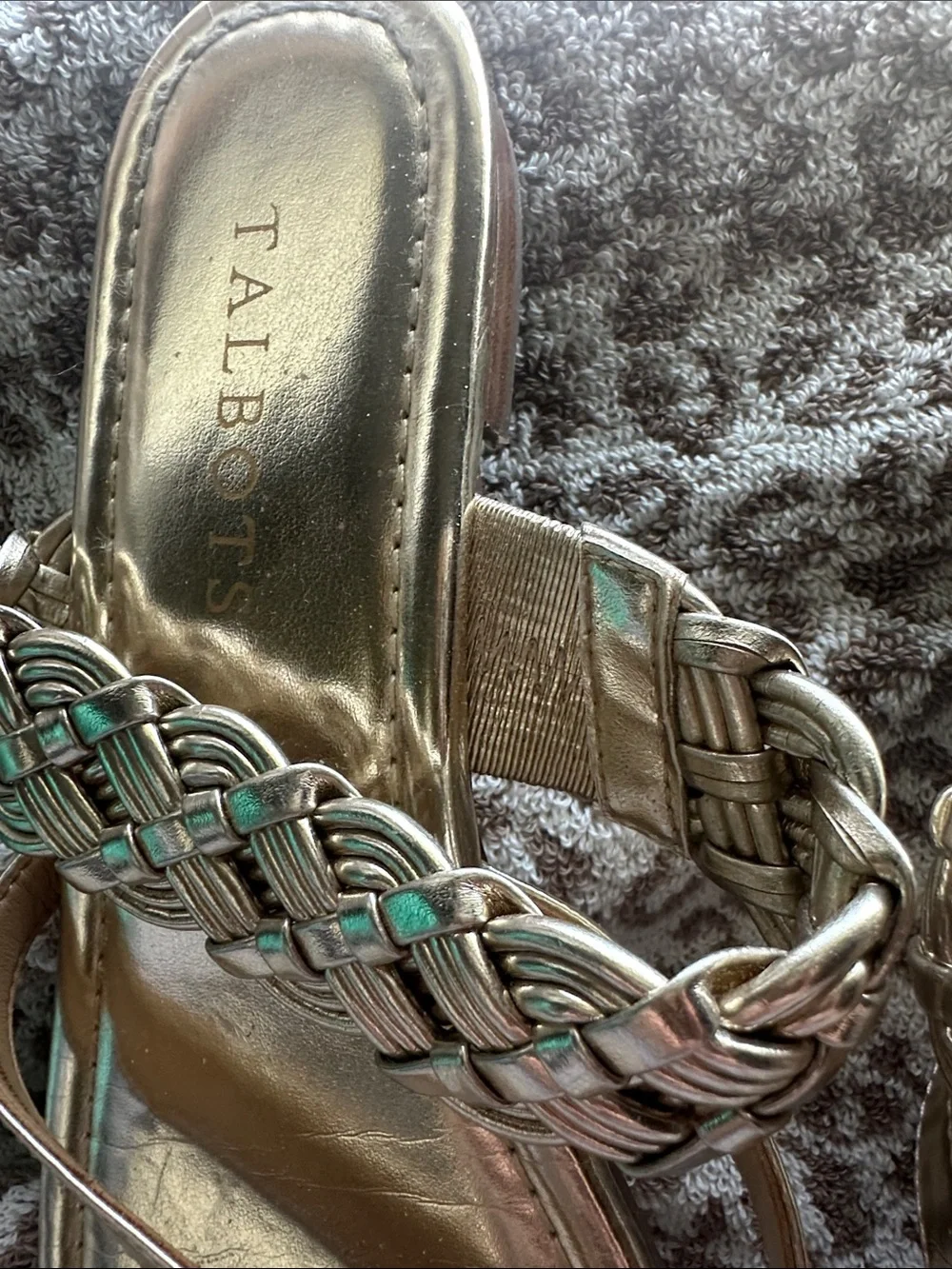 Talbots Metallic Bronze Braided Slide Sandals